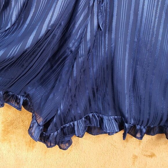 AQUA Womens Romper Medium Blue Cut Out Balloon Sleeve Stripe Shorts Jumpsuit - Picture 4 of 9